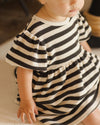 Waffle Babydoll Dress Black Stripe