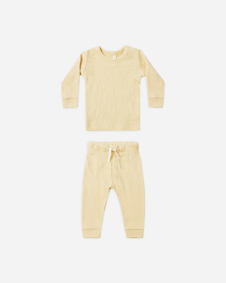 Waffle Top + Pant Set Lemon