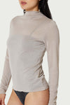 Light Lurex Mock Neck Top