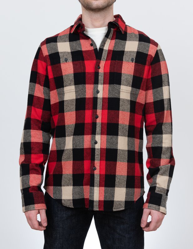 Plaid Cotton Flannel Shirt Black/Red