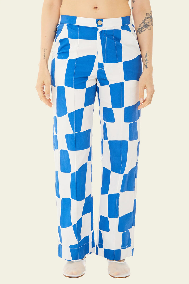 Kai Check Pant Cobalt