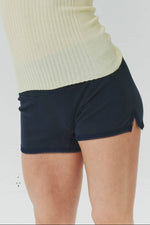 Ribbed Knit Hot Short in Navy