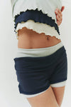 Ribbed Knit Hot Short in Navy
