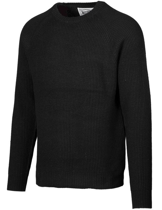 Ribbed Wool Crewneck Sweater Black