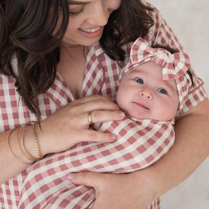 Berry Gingham Bamboo Swaddle