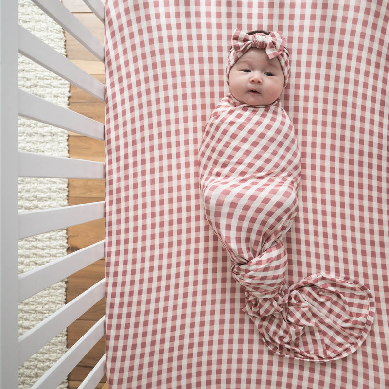 Berry Gingham Bamboo Swaddle