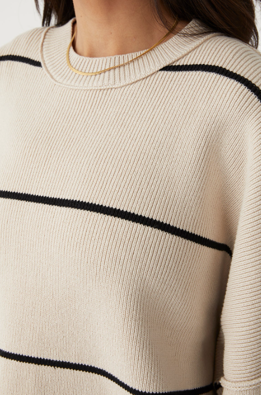 Harper Stripe Sweater Sand & Black