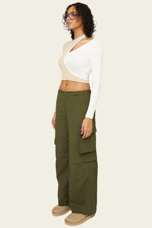 Theo Wide Leg Cargo Pant Olive