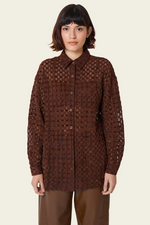 Harmony Checkered Long Sleeve Button Down Chocolate