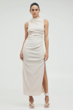 Electric Tucked Maxi Tank Dress Bone