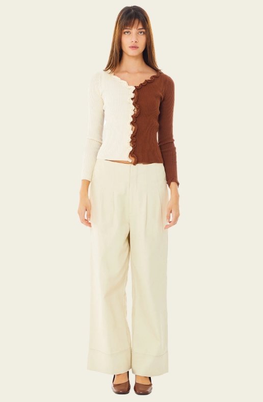 Charlie Ruffle Knit Top Cafe Au Lait