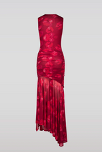 Abstract FLoral Mesh Maxi Dress