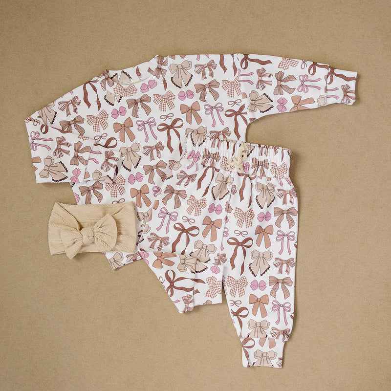 Mocha Bows Jogger Set
