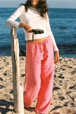 Linen Track Pant Pink