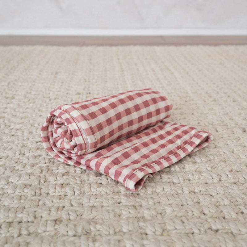 Berry Gingham Bamboo Swaddle