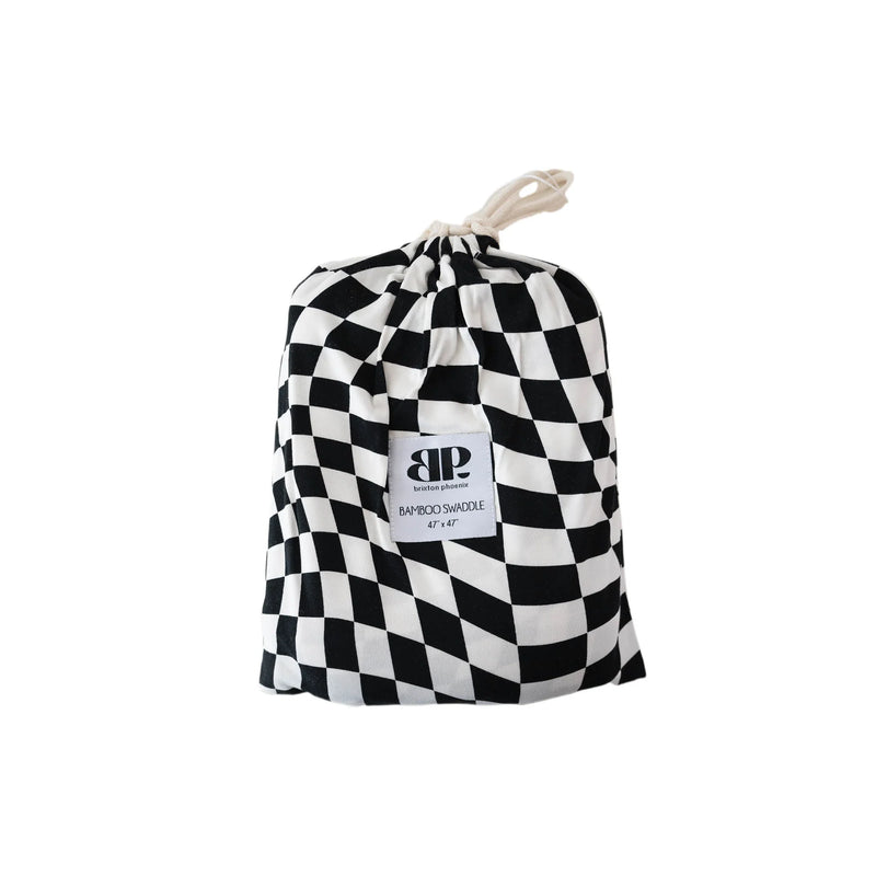 B&W Wavy Checker Bamboo Swaddle