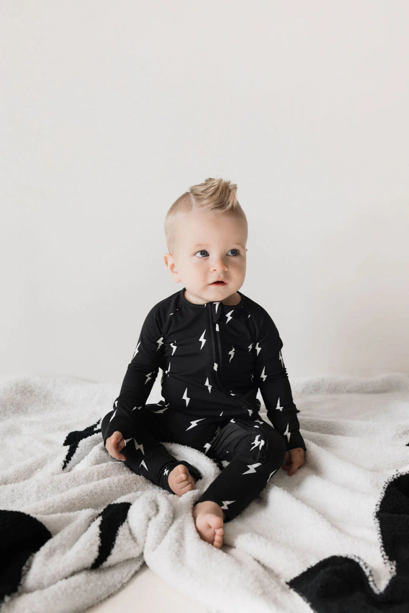 Bamboo Zip Pajamas Midnight Lightning Bolt