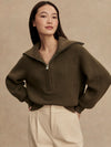 Maura Half-Zip Rib Knit Olive Knight