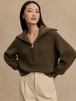 Maura Half-Zip Rib Knit Olive Knight