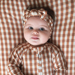 Chocolate Gingham Bamboo Zip Romper