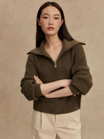 Maura Half-Zip Rib Knit Olive Knight