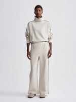 Brushed Rib Wide Leg Pant 30" Cement Marl/ Bitter Chocolate