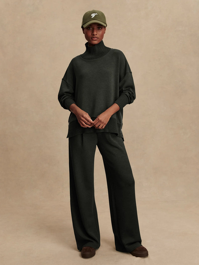 Barker High-Neck Sweat Olive Marl