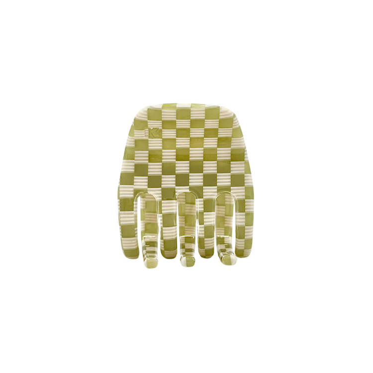 Small Hair Claw Clip Olive Checker