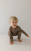 Bamboo Zip Pajamas Faded Brown Checkerboard