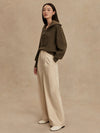 Maura Half-Zip Rib Knit Olive Knight