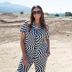 B&W Wavy Checker Women's Flare Set