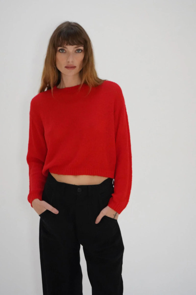 La Costa Semi Sheer Sweater Bright Red