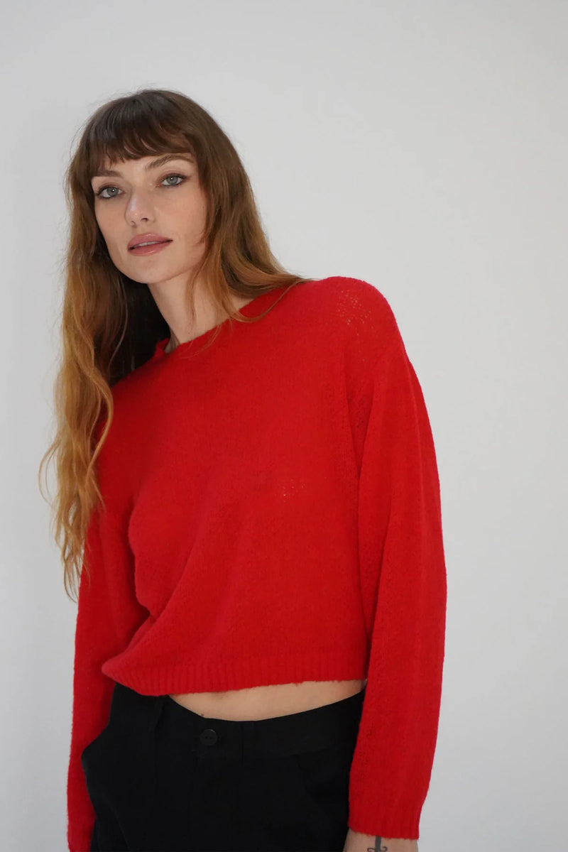 La Costa Semi Sheer Sweater Bright Red