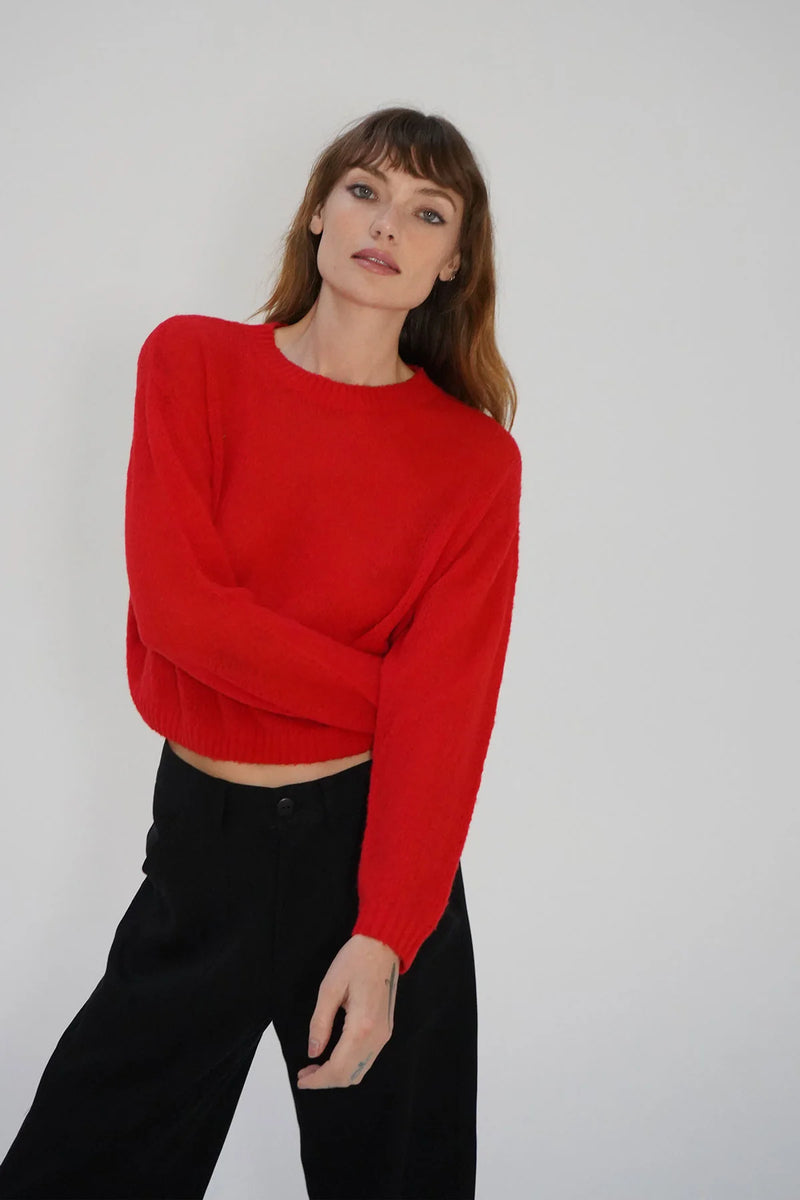 La Costa Semi Sheer Sweater Bright Red