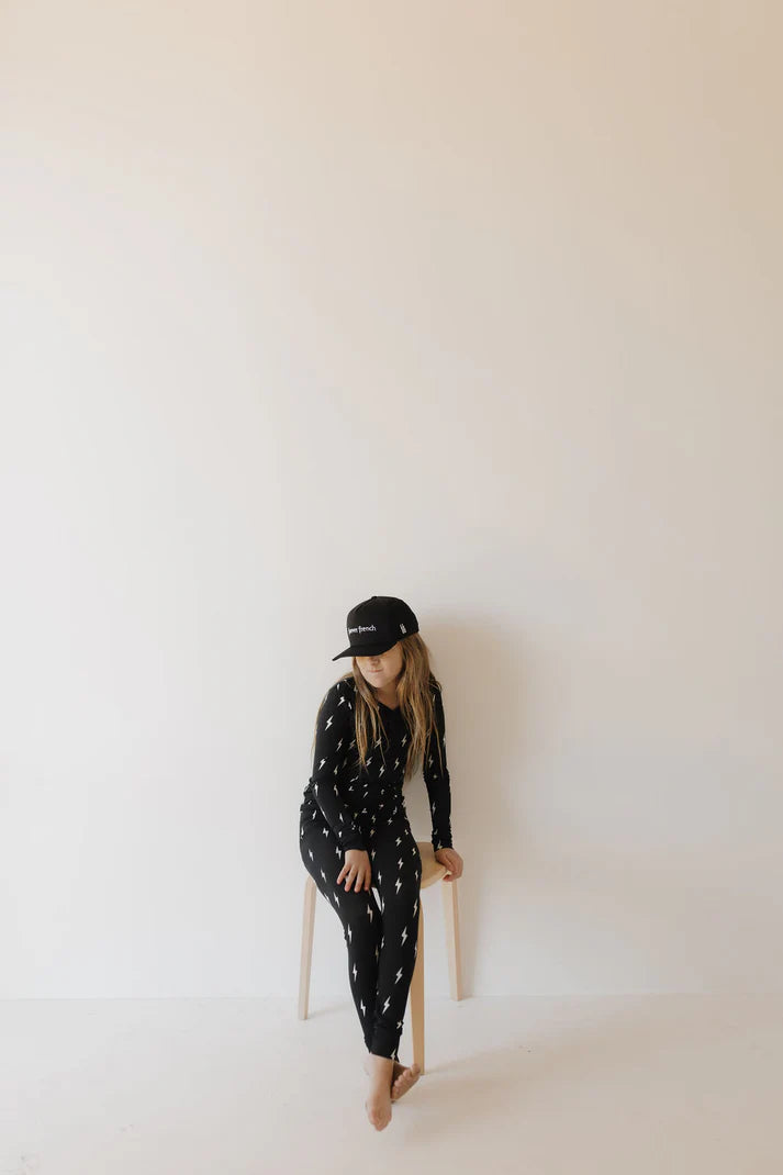 Bamboo Two Piece Pajamas Midnight Lightning Bolt