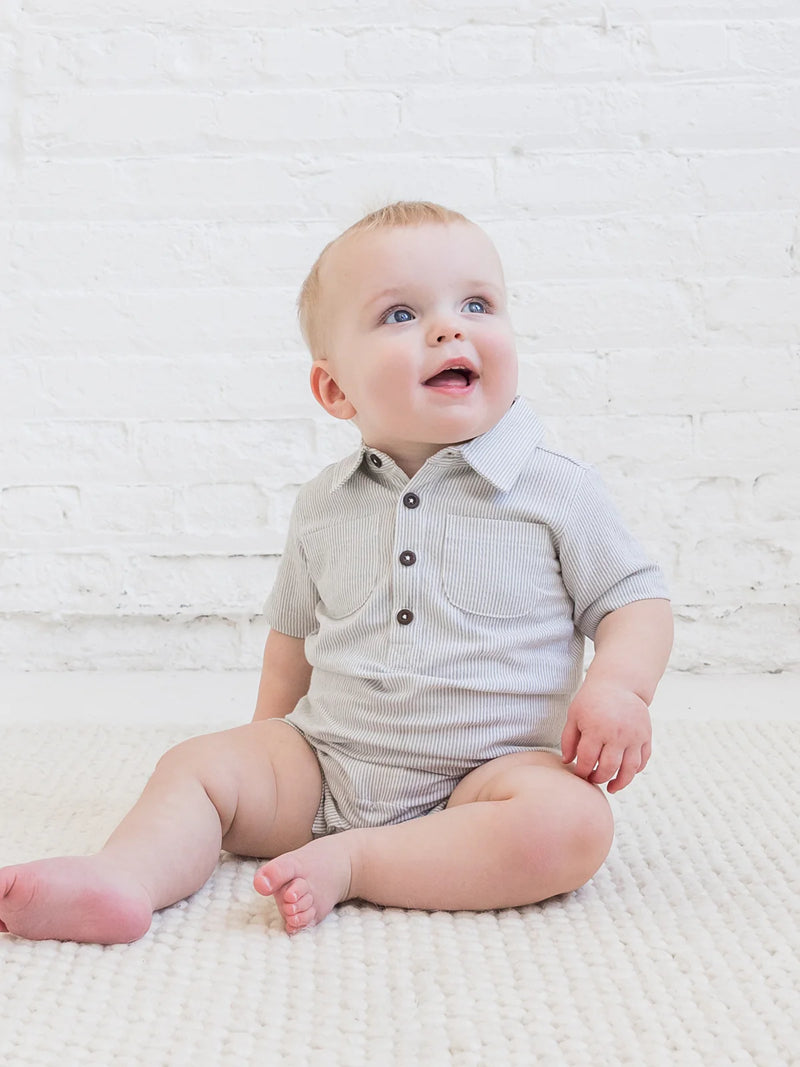 Mato Seersucker Collared Romper Mist