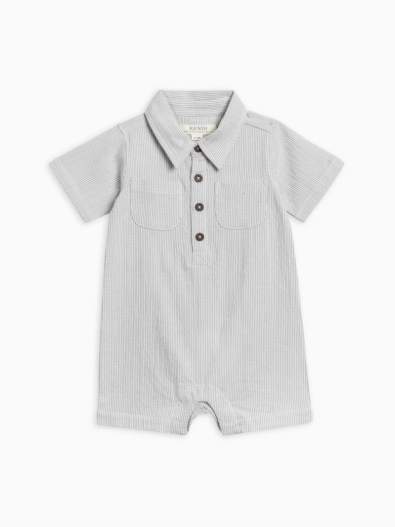 Mato Seersucker Collared Romper Mist