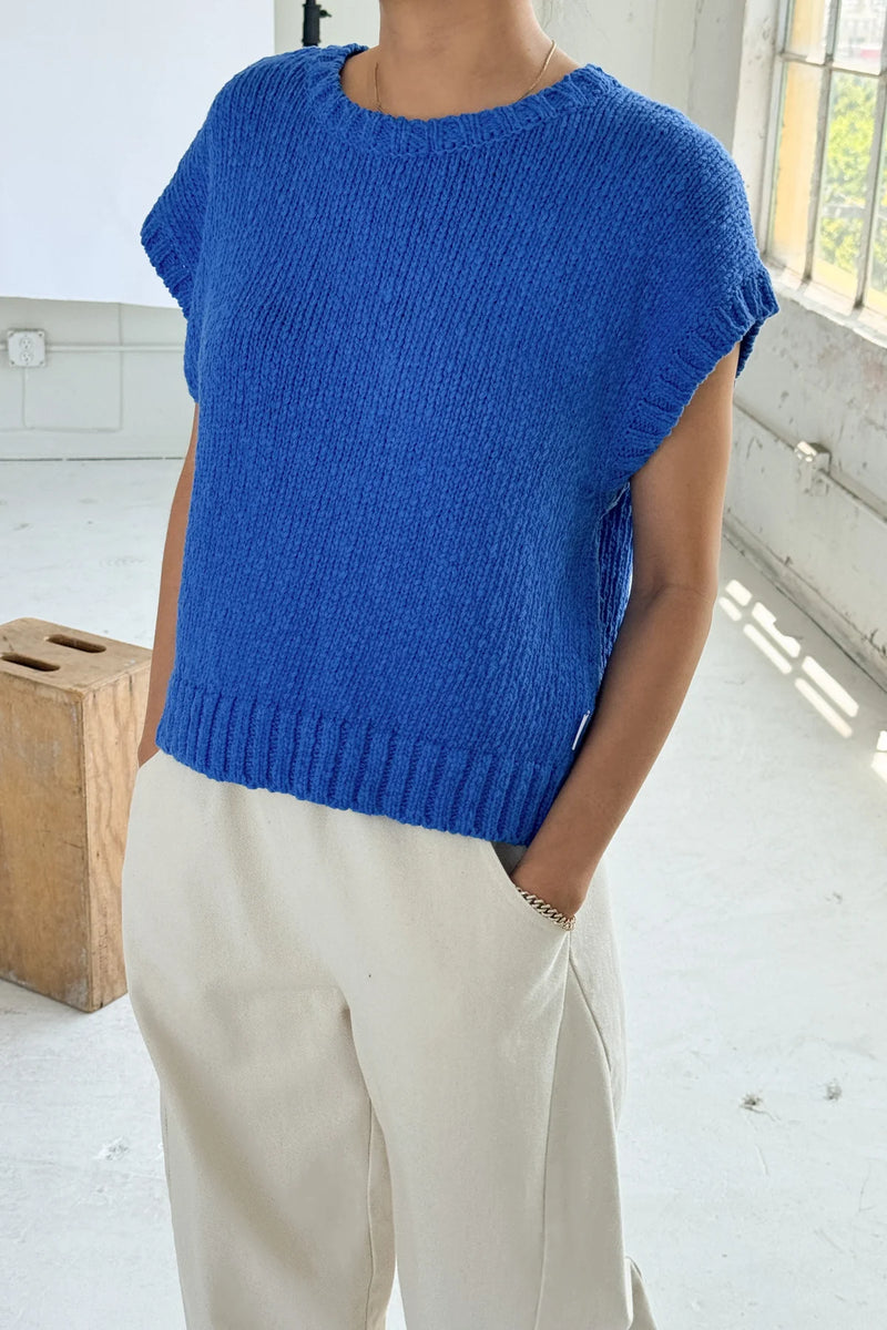 Pierre Cotton Sweater Top Blue