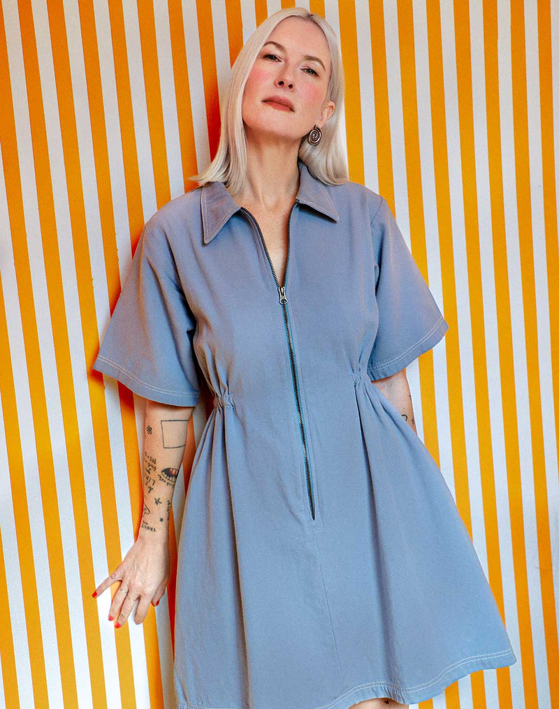 Utility Dress Pebble Blue