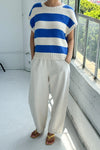 Pierre Cotton Tank Sweater French Blue Stripe