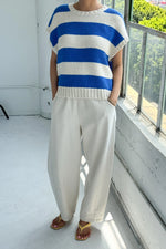 Pierre Cotton Tank Sweater French Blue Stripe