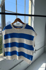 Pierre Cotton Tank Sweater French Blue Stripe