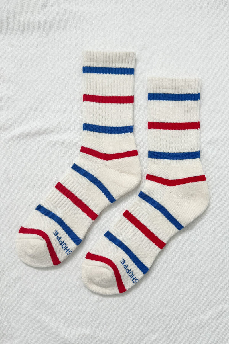 Boyfriend Socks Red Blue Stripe