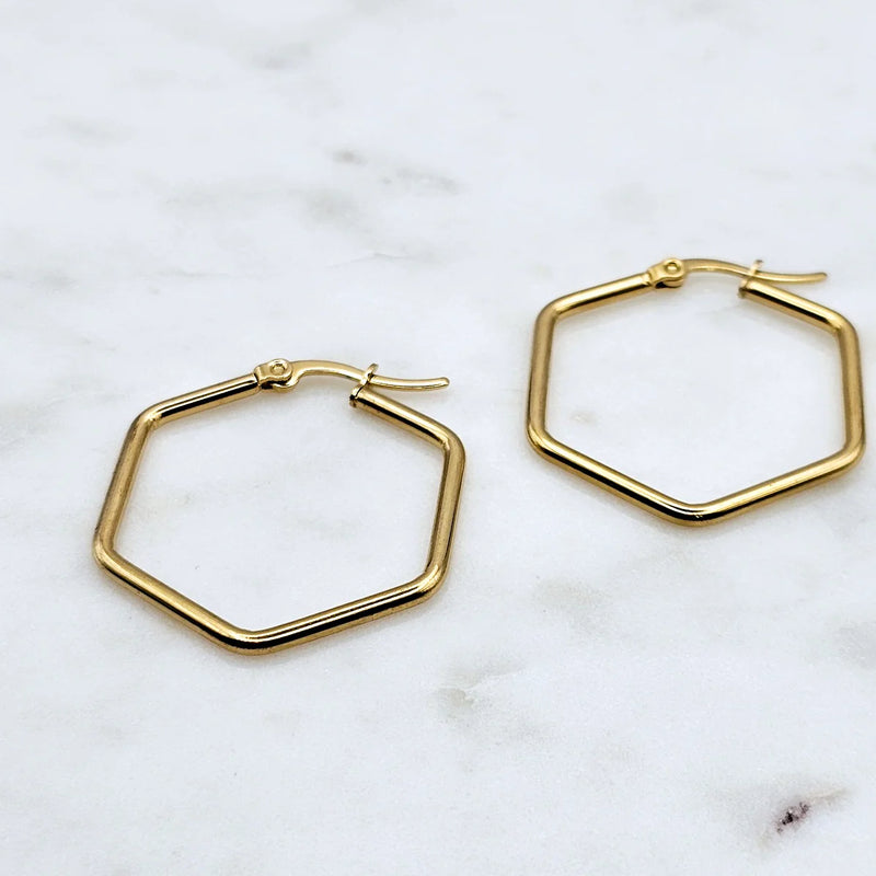 Hexagon Hoops Gold Small