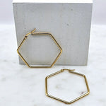 Hexagon Gold Hoops Large