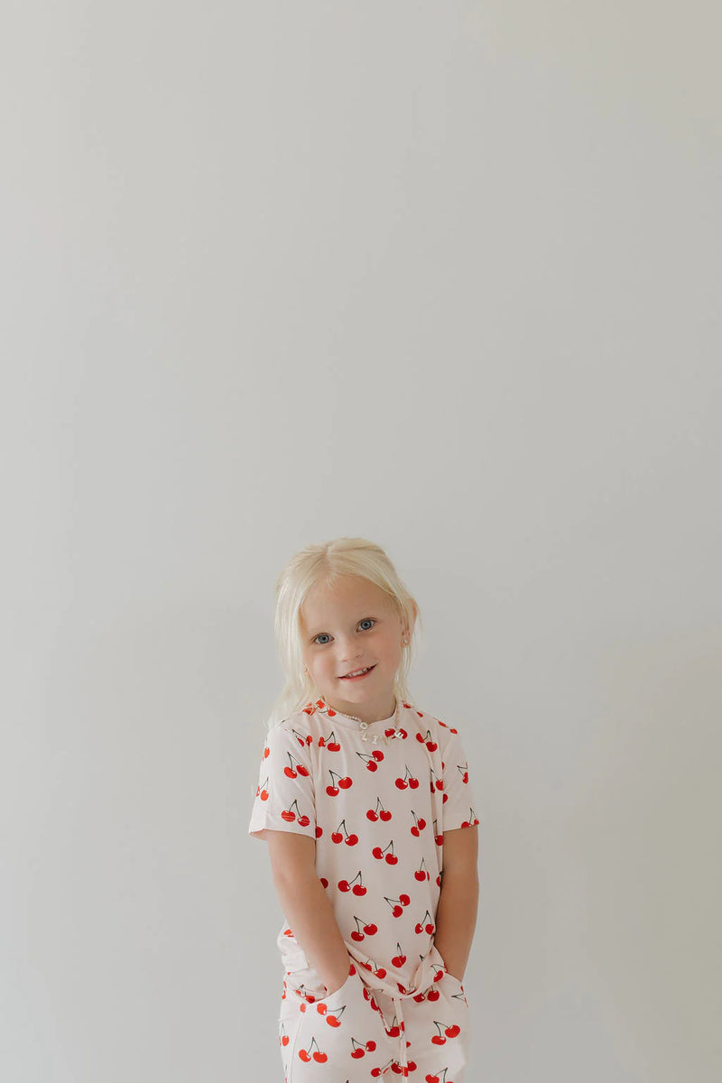 Toddler Short Sleeve Bamboo Lounge Set Cherry Orchard