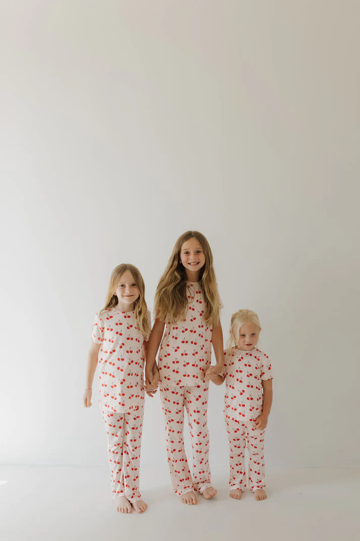 Toddler Short Sleeve Bamboo Lounge Set Cherry Orchard