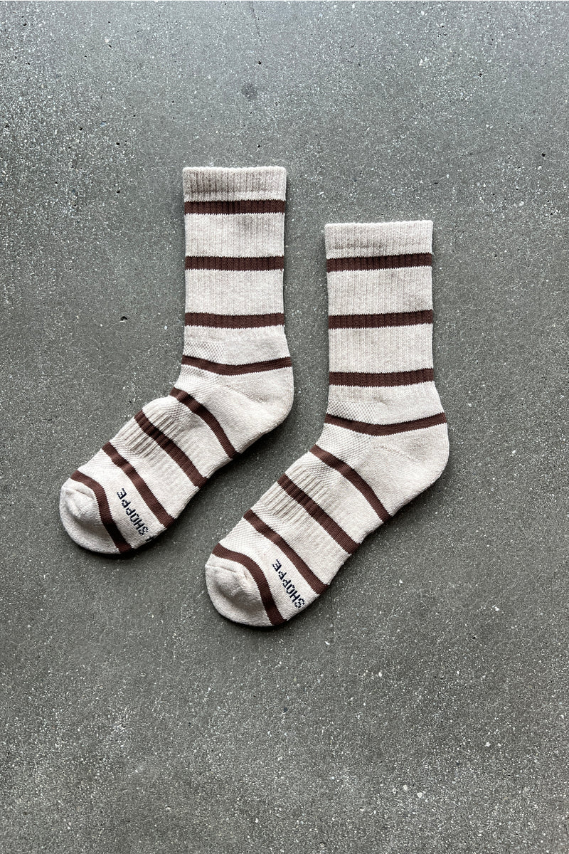 Boyfriend Socks Flax Stripe