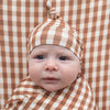 Chocolate Gingham Bamboo Swaddle