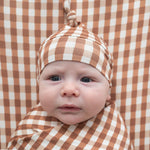 Chocolate Gingham Bamboo Swaddle